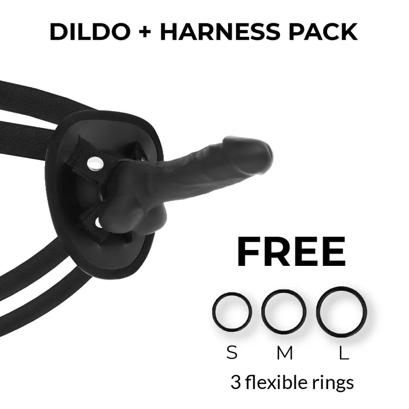 Gode silicone double densité articulable harnais similicuir sangles nylon réglables ventouse puissante hypoallergénique non poreux sans phtalates sans latex