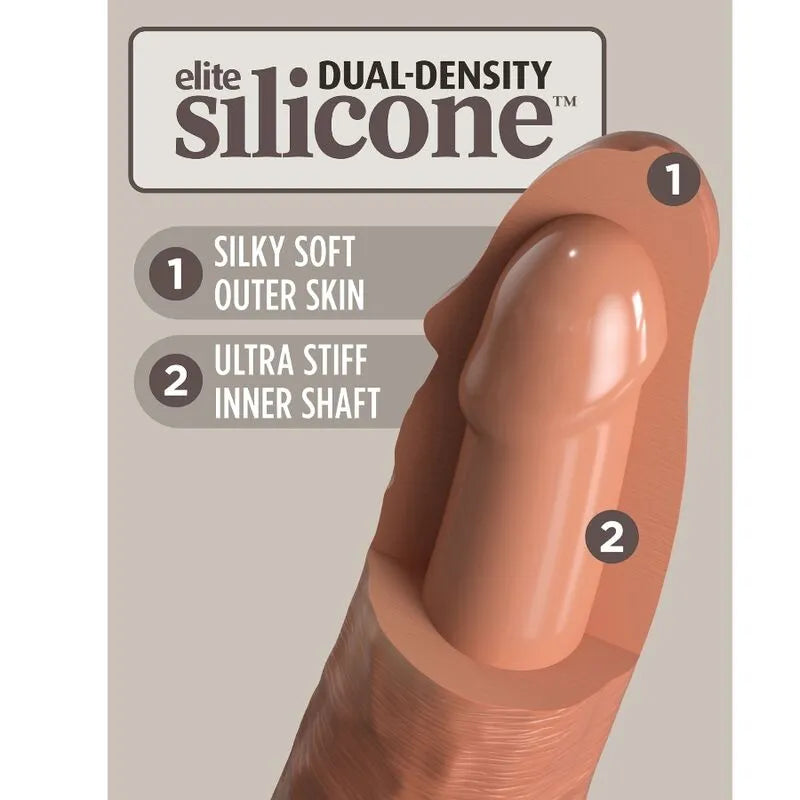 Gode réaliste silicone double densité, couleur chair, ventouse solide, texture peau douce, noyau rigide, 20 cm.