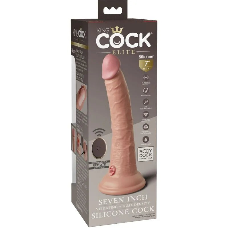 Gode vibrant silicone double densité 21 cm, texture réaliste, ventouse stable, 10 modes vibrations, couleur peau.