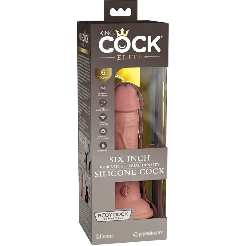Gode silicone double densité vibrant rose avec ventouse, harnais, dans boîte transparente, rechargeable, étanche IPX6.