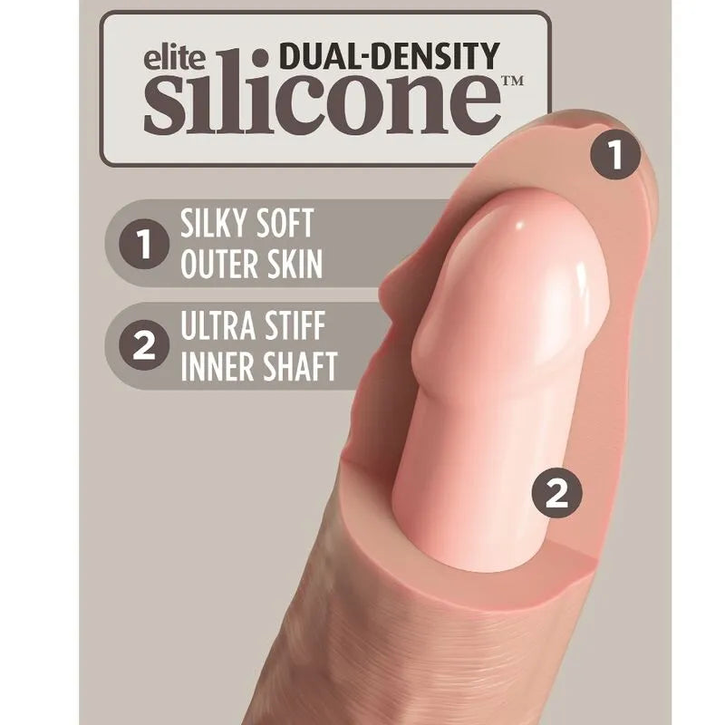 Gode silicone double densité rose, enveloppe douce, tige rigide, ventouse, harnais, modes vibrants, étanche IPX6.