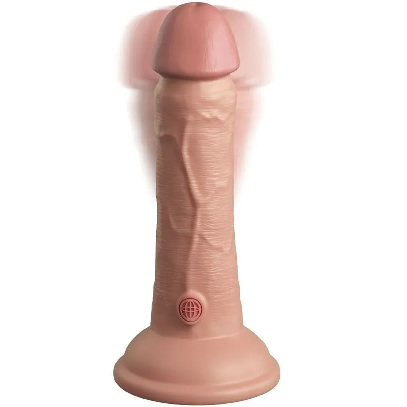 Gode silicone double densité vibrant, couleur chair, ventouse, détails réalistes, modes vibrants, étanche IPX6.
