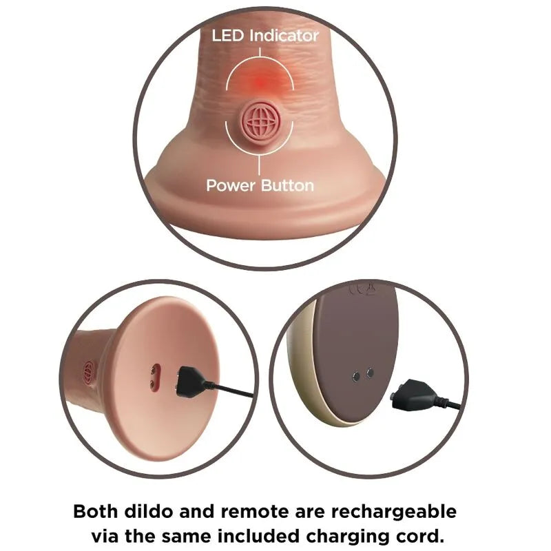 Gode silicone double densité vibrant 24cm, couleur chair, ventouse, télécommande, modes vibration, rechargeable, étanche.