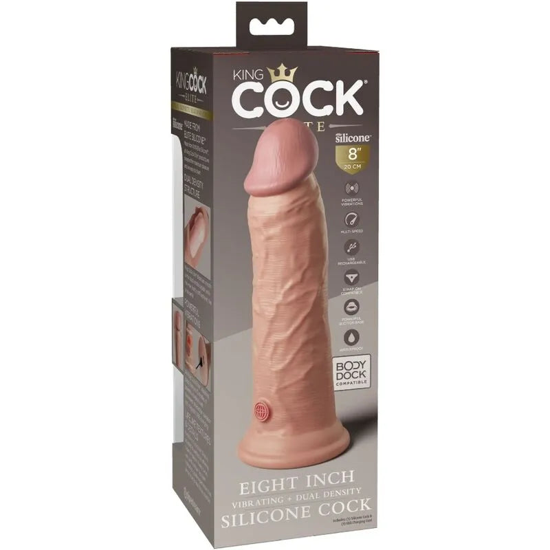 Gode silicone double densité réaliste, couleur chair, texture veinée, ventouse, compatible harnais, étanche, rechargeable.