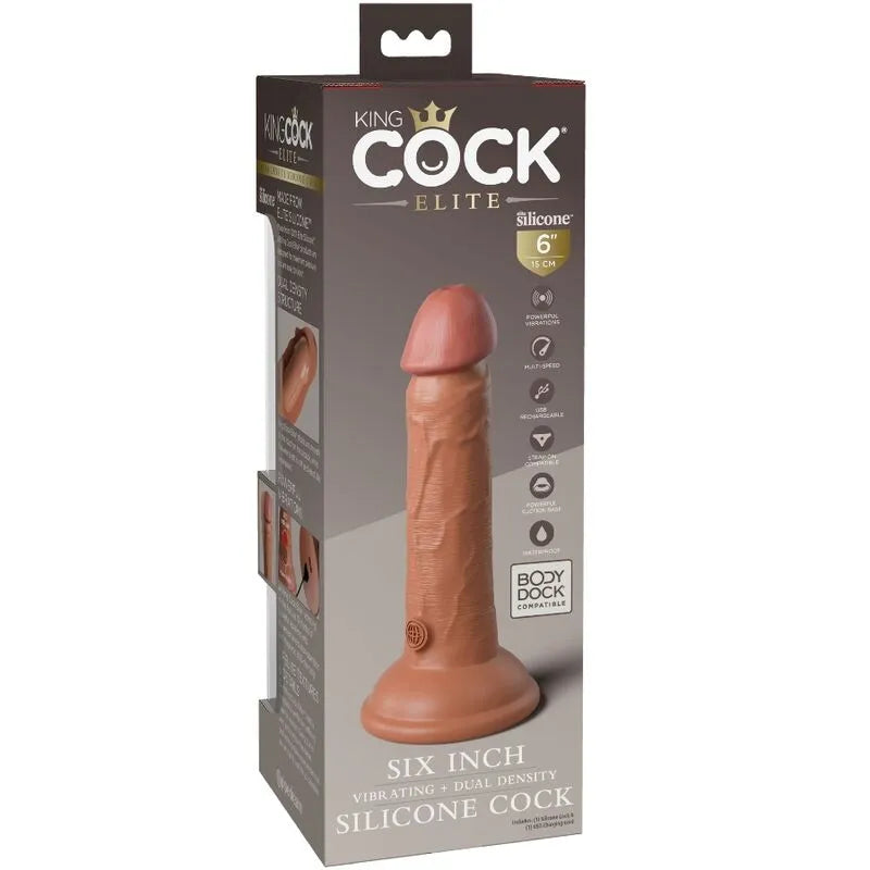 Gode silicone réaliste double densité, couleur chair, ventouse, harnais-compatible, 10 modes vibration, étanche.