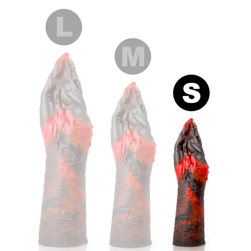 Gode silicone liquide Lilith, texture réaliste, rouge et noir, longueur 15cm, diamètre base 4cm, hypoallergénique.