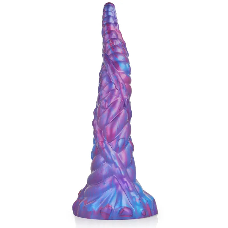 Gode silicone liquide réaliste Nokken, texture torsadée violette et bleue, ventouse puissante, design mythologique scandin...