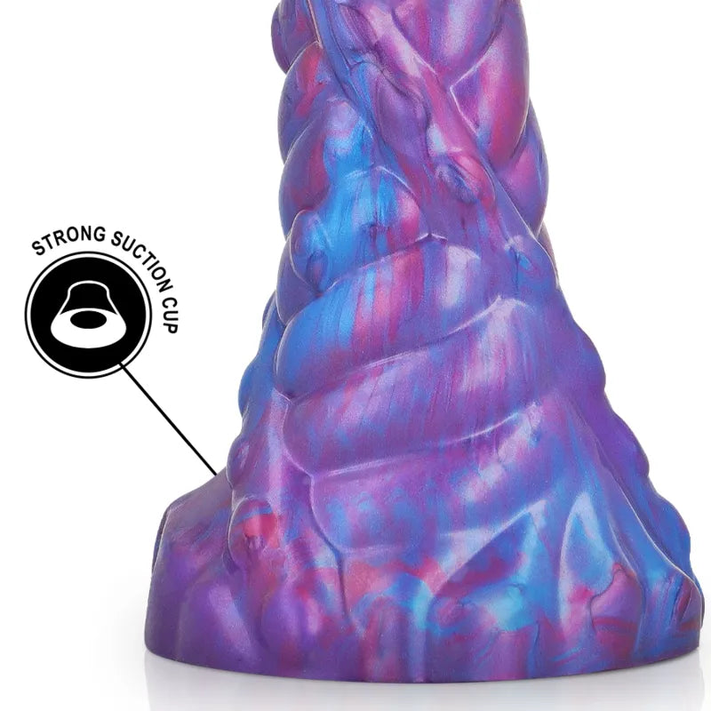 Gode en silicone liquide réaliste Nokken, bleu-violet, texture douce, ventouse puissante, design inspiré mythologie scandi...