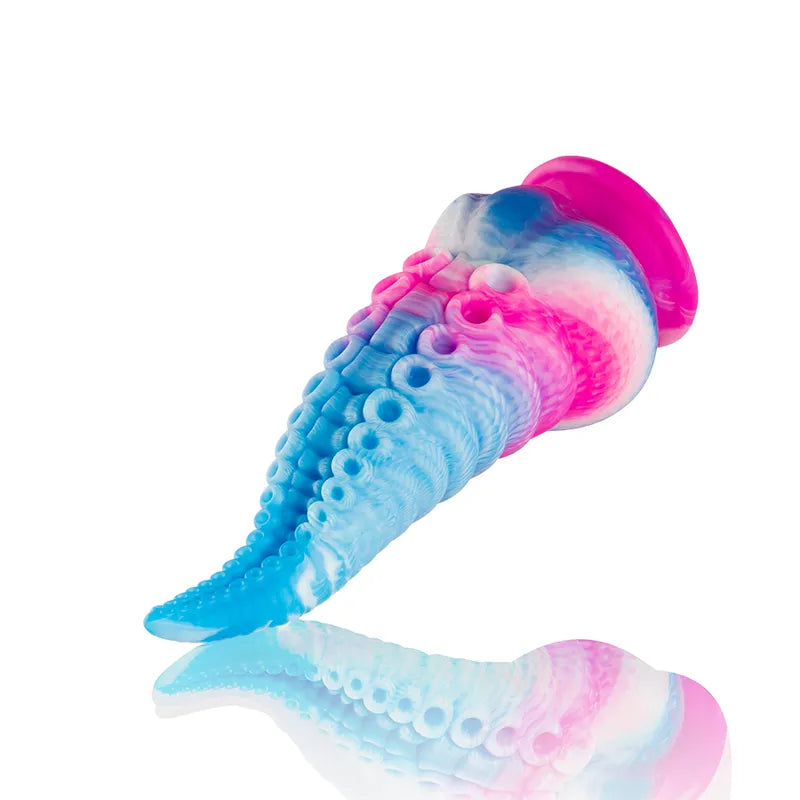 Gode silicone multicolore inspiré mythologie grecque, design moderne, embout fin pour insertion précise et stimulation cib...