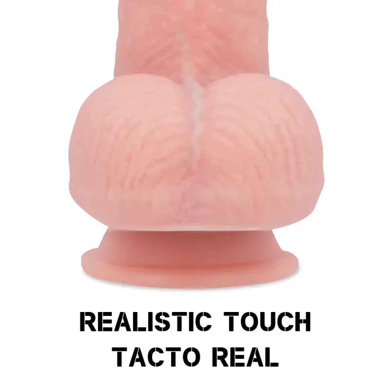 Gode silicone réaliste rose, ventouse, double densité, texture peau, base ergonomique, compatible harnais, imperméable.