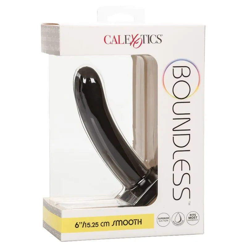 Gode noir en silicone incurvé avec ventouse, hypoallergénique, sans phtalates, dans un emballage transparent.