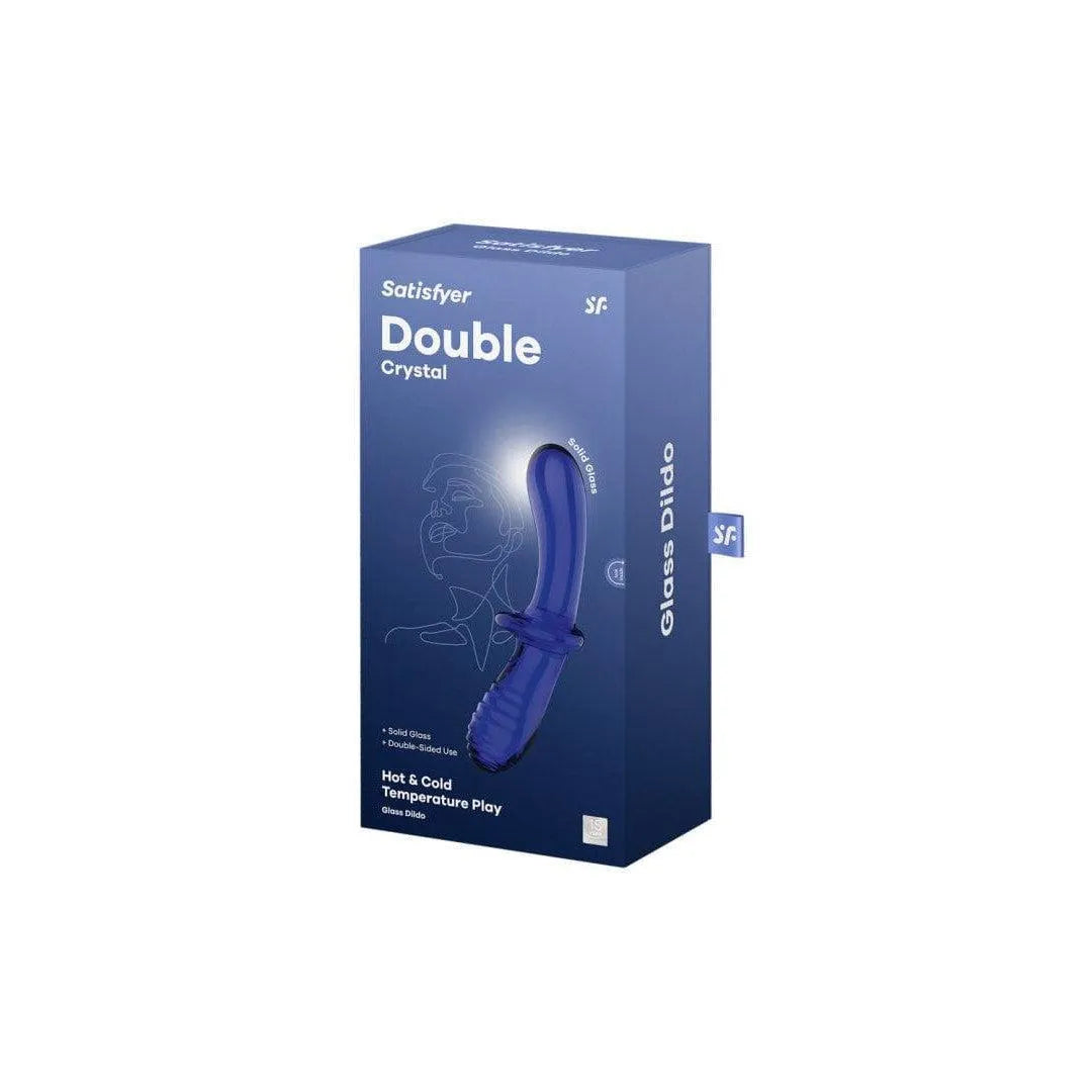 Gode en verre borosilicaté bleu, forme ergonomique, base large, polyvalent, stimulation unisexe, résistant températures.