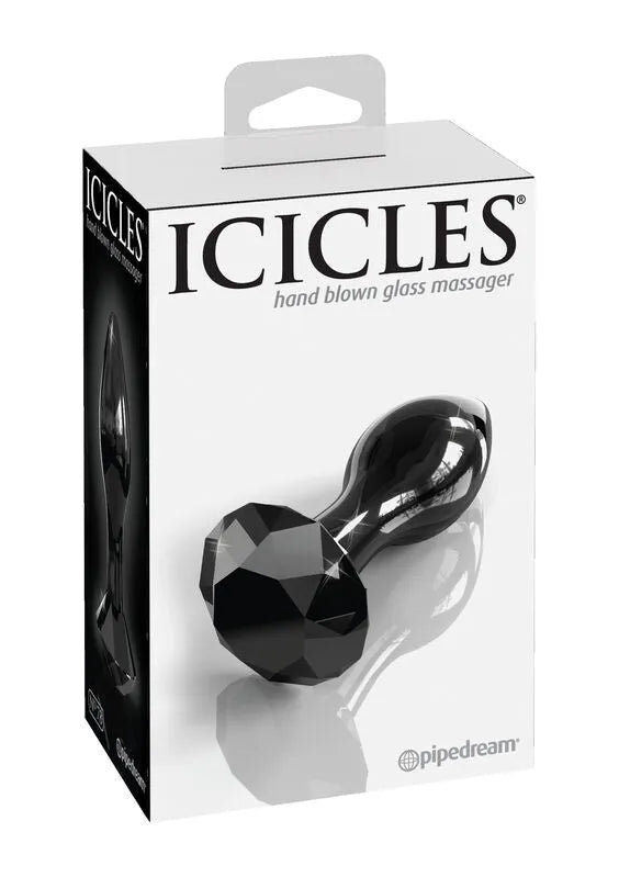 Gode en verre noir artisanal, design ergonomique, forme élégante, pièce unique, hypoallergénique et écoresponsable.