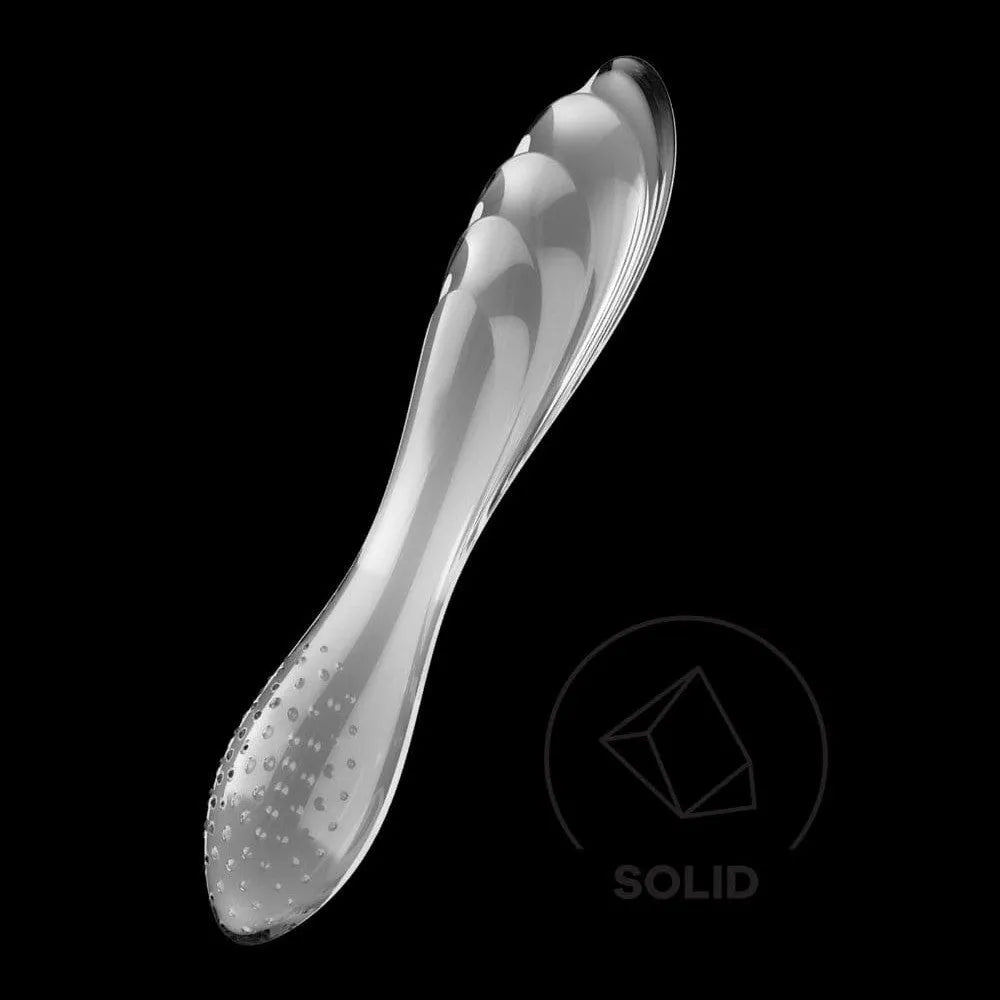 Gode verre noir stimulation point G borosilicaté massif ergonomique double extrémité température résistante vaginale anale texturé élégant durable