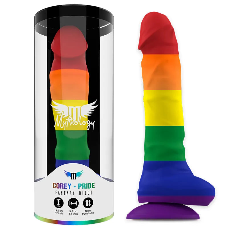 Gode fantaisie arc-en-ciel en silicone premium, 13 cm, base ventouse, ergonomique, sans BPA, compatible harnais.