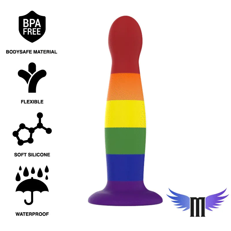 Gode fantasy silicone arc-en-ciel, 15 cm insérable, base aspiration, flexible, matériau sans BPA, texture douce et ergonom...