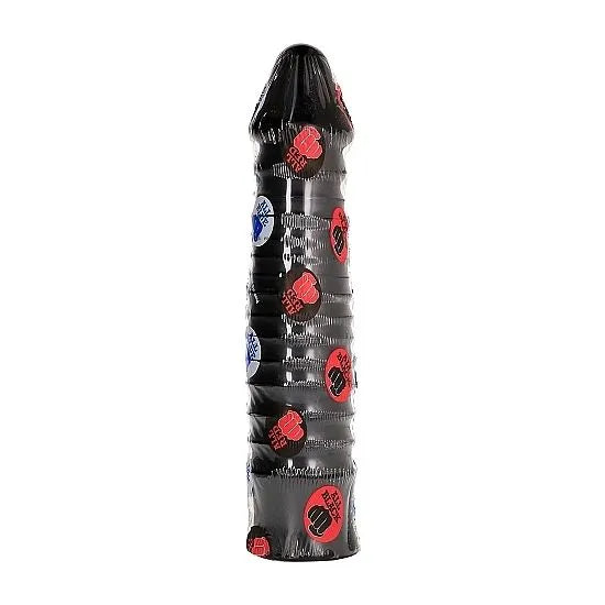 Gode noir PVC 26cm nervuré réaliste, texture souple, robuste, hygiénique, compatible lubrifiants, emballage discret.