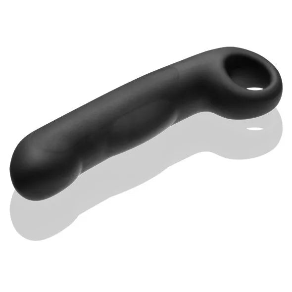 Gode électrostimulateur silicone noir courbé bulbeux, ergonomique, stimulation point G/prostate, qualité médicale.