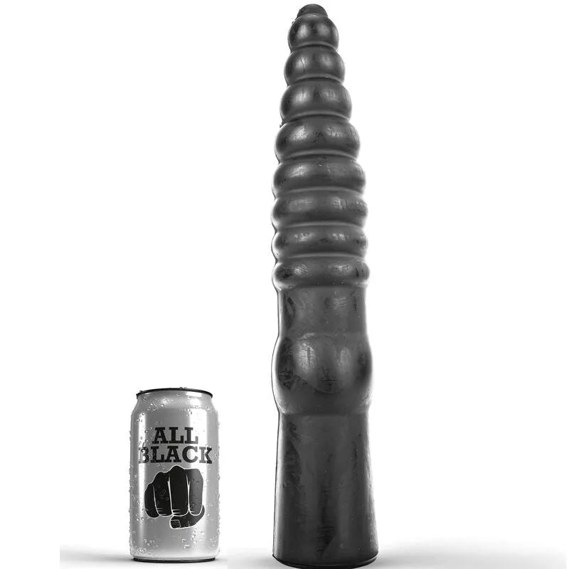 gode long noir cannelé PVC flexible robuste hypoallergénique sans phtalates longueur trente trois centimètres texture intense