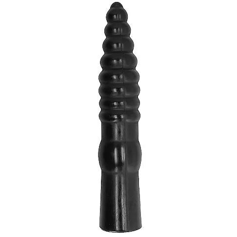 Gode long noir cannelé en PVC flexible, texture intense, hypoallergénique, sans phtalates, 33 cm.
