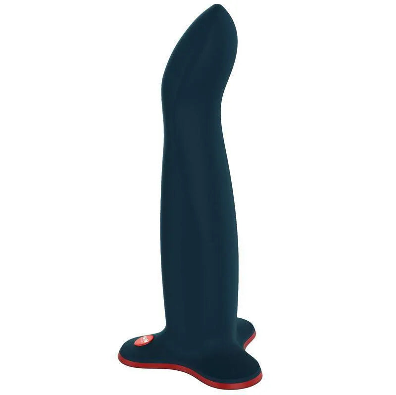 Gode pliable noir articulé, pointe effilée, base rouge, ergonomique, compatible harnais, qualité artisanale allemande.
