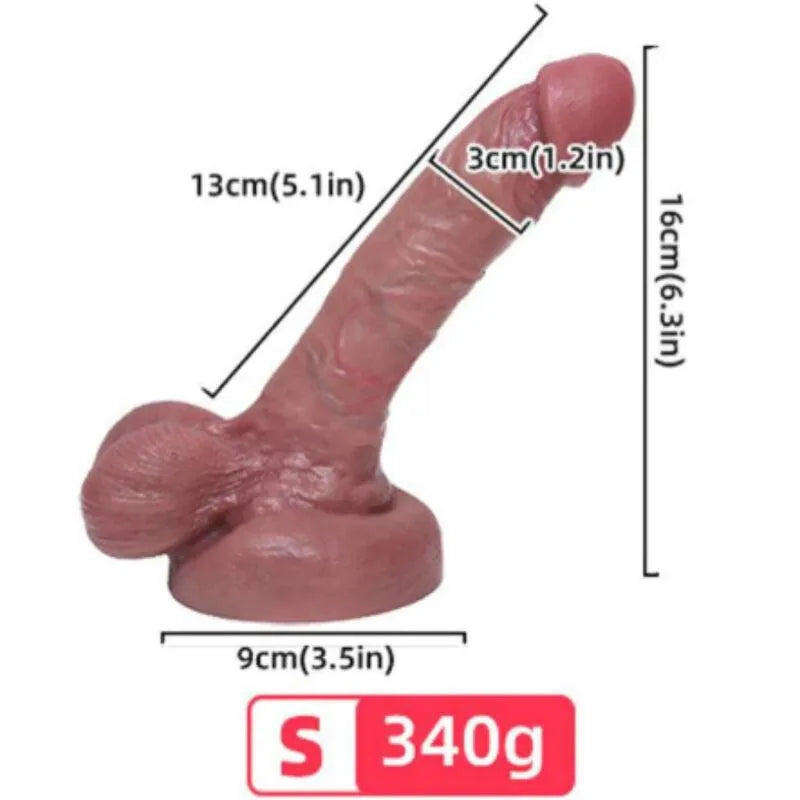 Gode réaliste en silicone doux, couleur chair, 16 cm de long, 3 cm de diamètre, veines et tête prononcées, ergonomique.