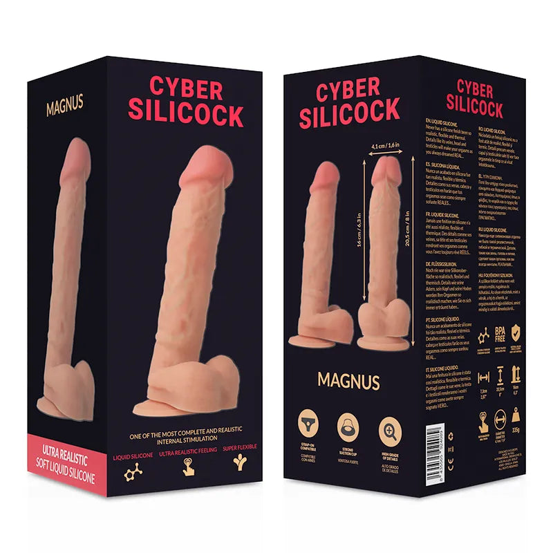 gode réaliste silicone médical cybersilicium sensation douce naturelle gland défini base testicules ventouse large stable longueur insérable généreuse