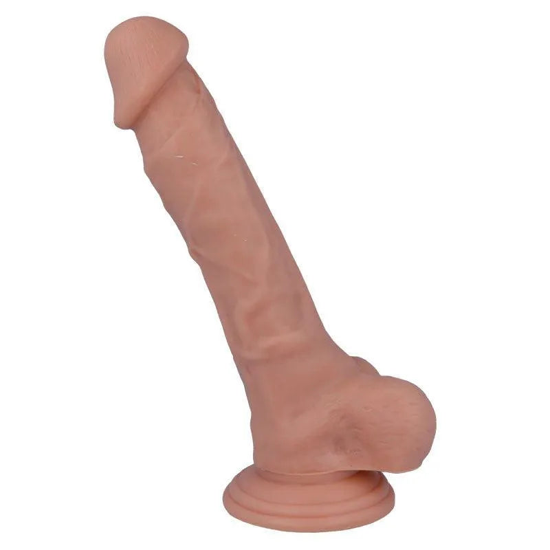 Gode réaliste hypoallergénique beige avec ventouse, texture peau douce, 22cm, flexible et souple, pour expérience authenti...