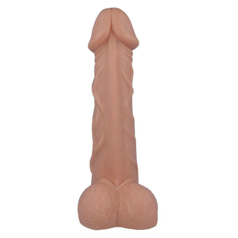 Gode réaliste beige avec ventouse, texture douce et soyeuse, conçu pour débutants, fixation robuste sur surfaces lisses.