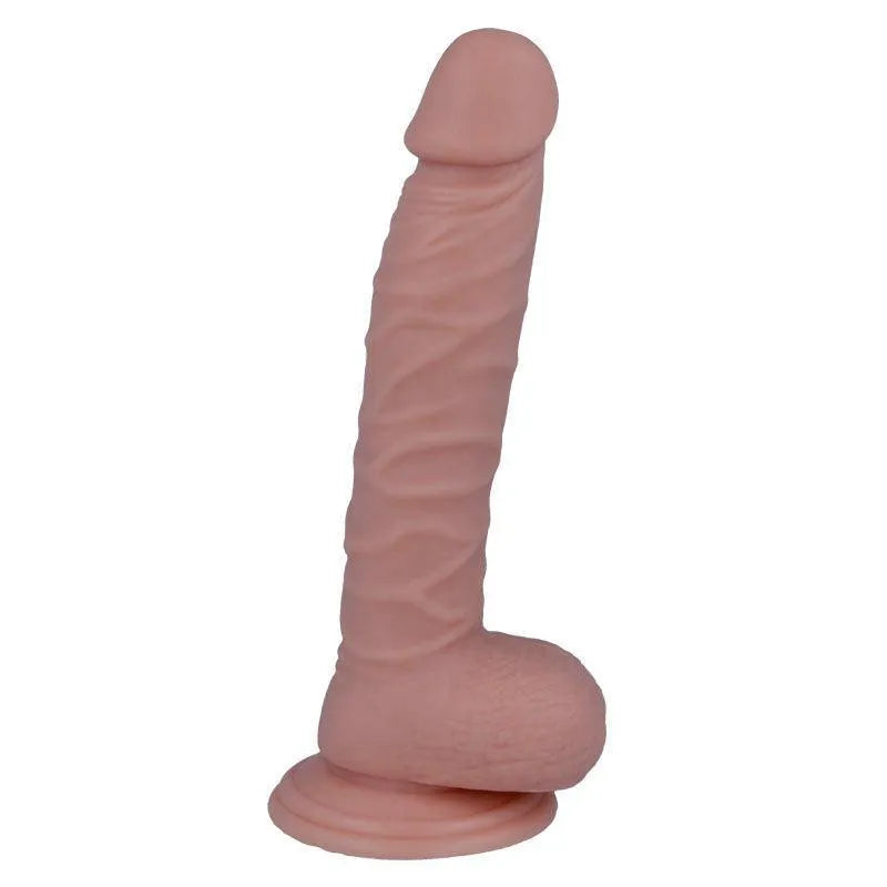 Gode réaliste 20cm rose avec ventouse, texture veineuse, hypoallergénique, idéal pour peau sensible, fixation mains libres.