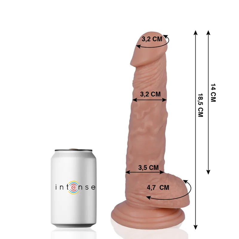 Gode réaliste hypoallergénique ventouse souple flexible texture douce soyeuse mains libres débutants dimensions 185mm diamètre 32mm