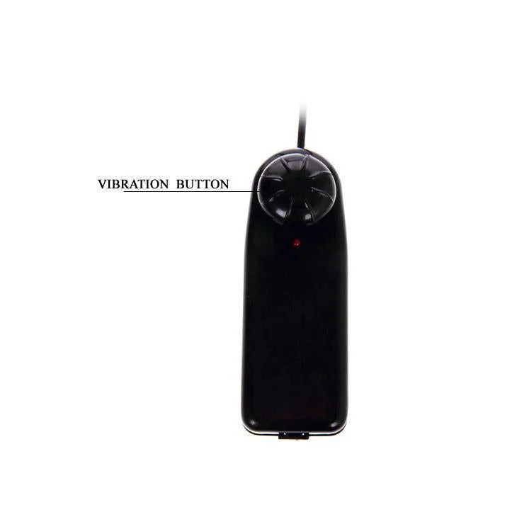 Télécommande filaire noire avec bouton de vibration pour gode réaliste incurvé en TPR, texture marbrée, stimulation point G.