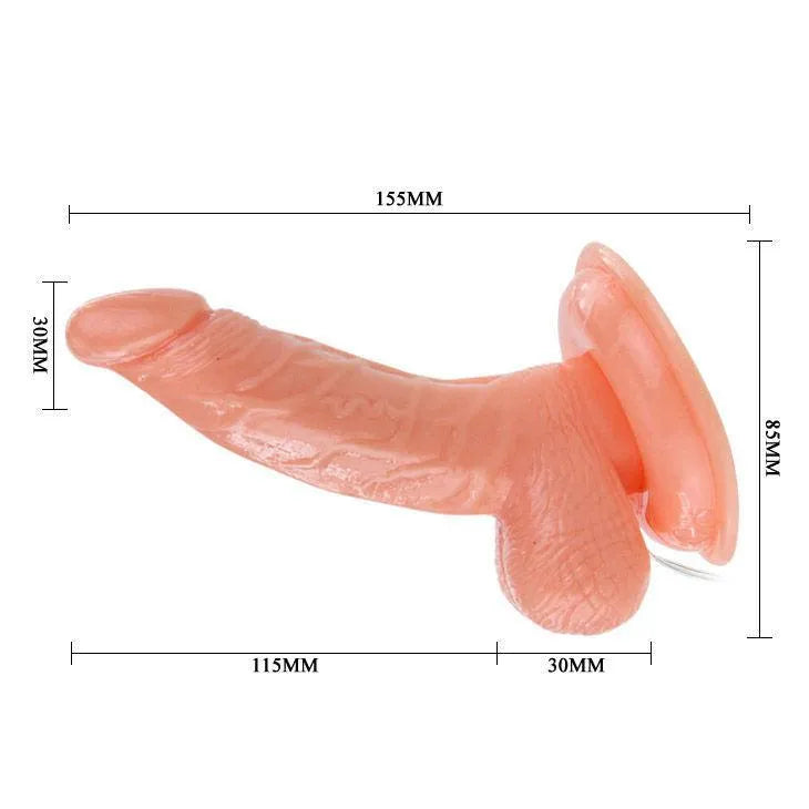Gode réaliste incurvé rose marbré avec ventouse puissante, texture détaillée, stimulation point G, dimensions compactes.