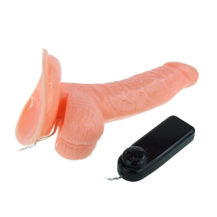 Gode réaliste incurvé marbré rose avec ventouse et télécommande filaire noire, stimulation point G, TPR sans phtalates.