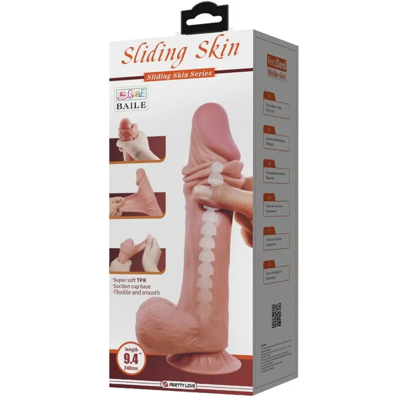 Gode réaliste marron avec ventouse, texture veineuse, TPR souple, fixation puissante, étanche, sensation authentique.