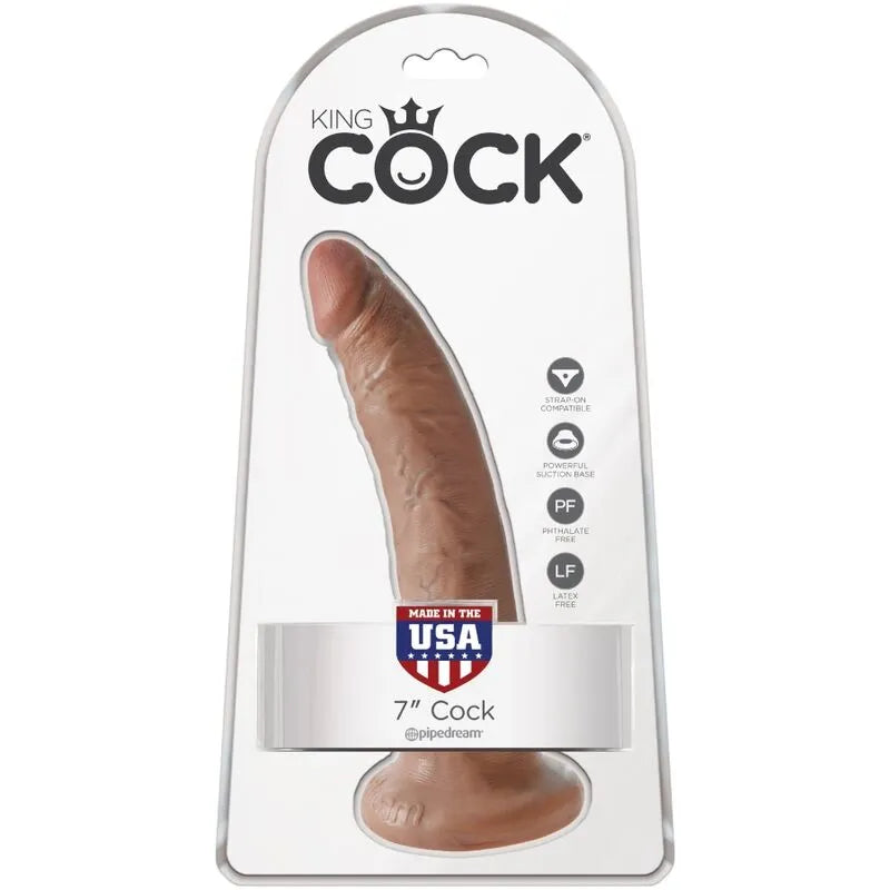 Gode réaliste marron en PVC avec ventouse, veines détaillées, hypoallergénique, sans phtalates, compatible harnais.