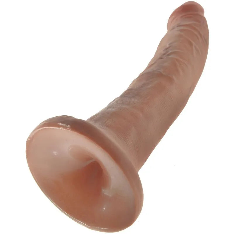 Gode réaliste PVC beige avec ventouse, veines détaillées, surface texturée, hypoallergénique, sans phtalates.