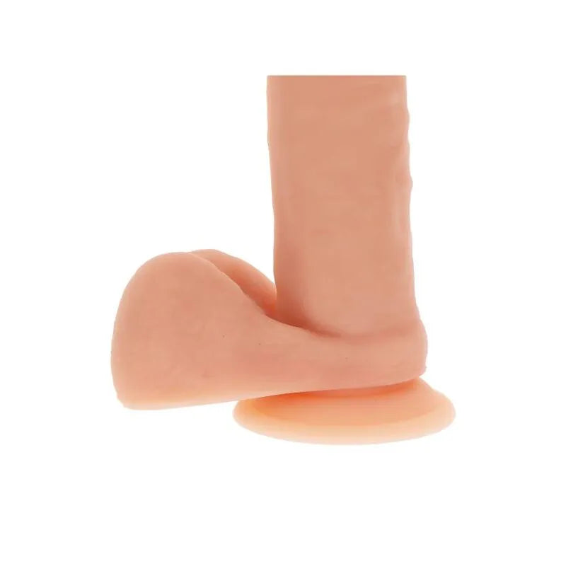 Gode réaliste silicone 20,5 cm couleur chair avec ventouse, texture veiné, détails anatomiques sculptés, base solide.