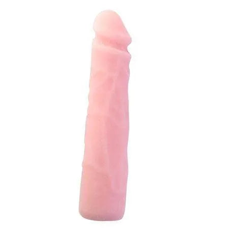 Gode réaliste silicone 23cm rose, texture veinée, doux, non toxique, hygiénique, étanche, sensation authentique.