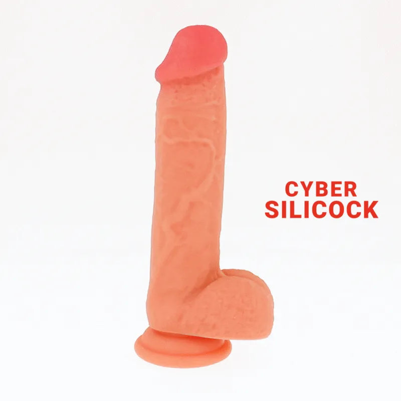 Gode réaliste en silicone médical, couleur chair, texture veineuse, ventouse puissante, longueur 15 cm, hypoallergénique.