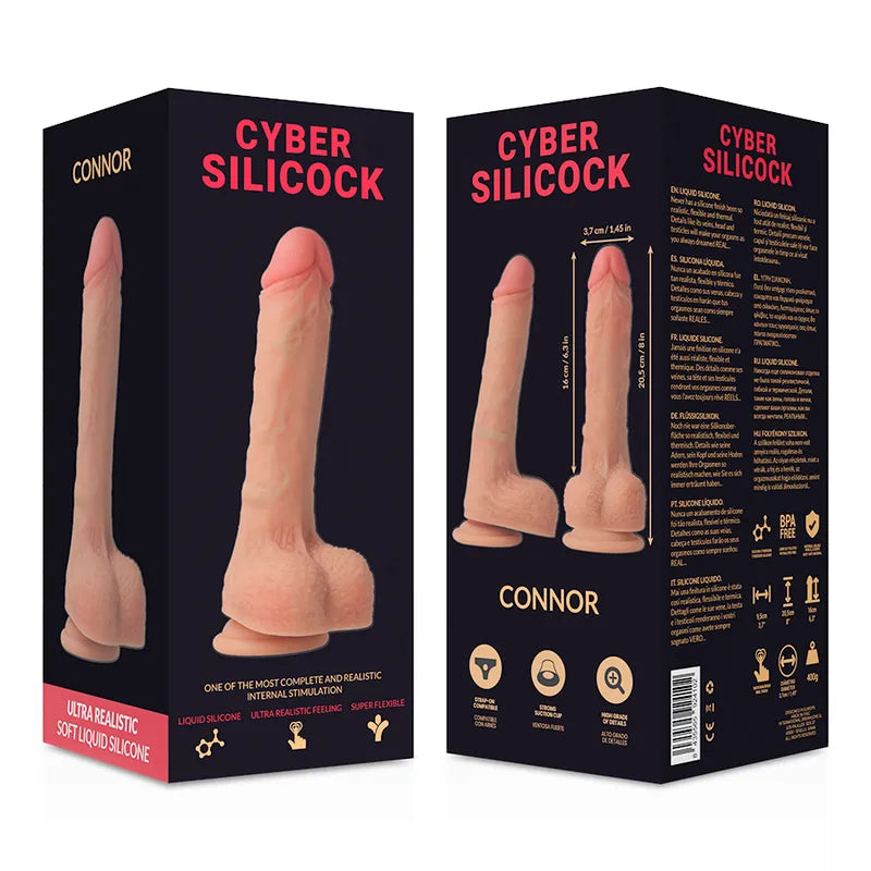 Gode réaliste silicone médical ventouse puissante texture peau douce insérable 16cm largeur 37mm polyvalent vaginal anal mains libres étanche Cybersilicock