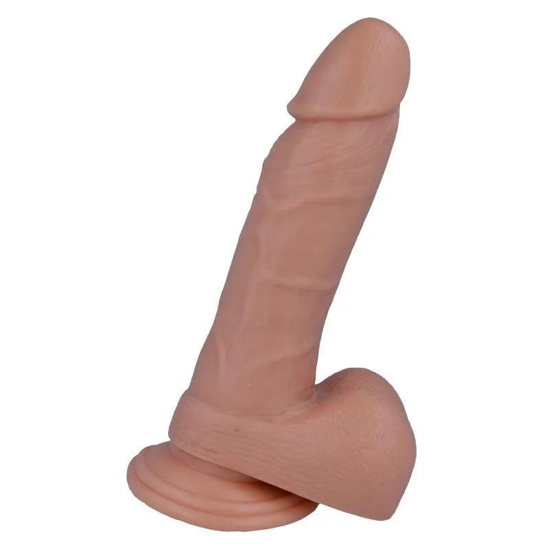 Gode réaliste ventouse, couleur peau, texture souple, forme anatomique, caoutchouc PVC, ergonomique, hypoallergénique.