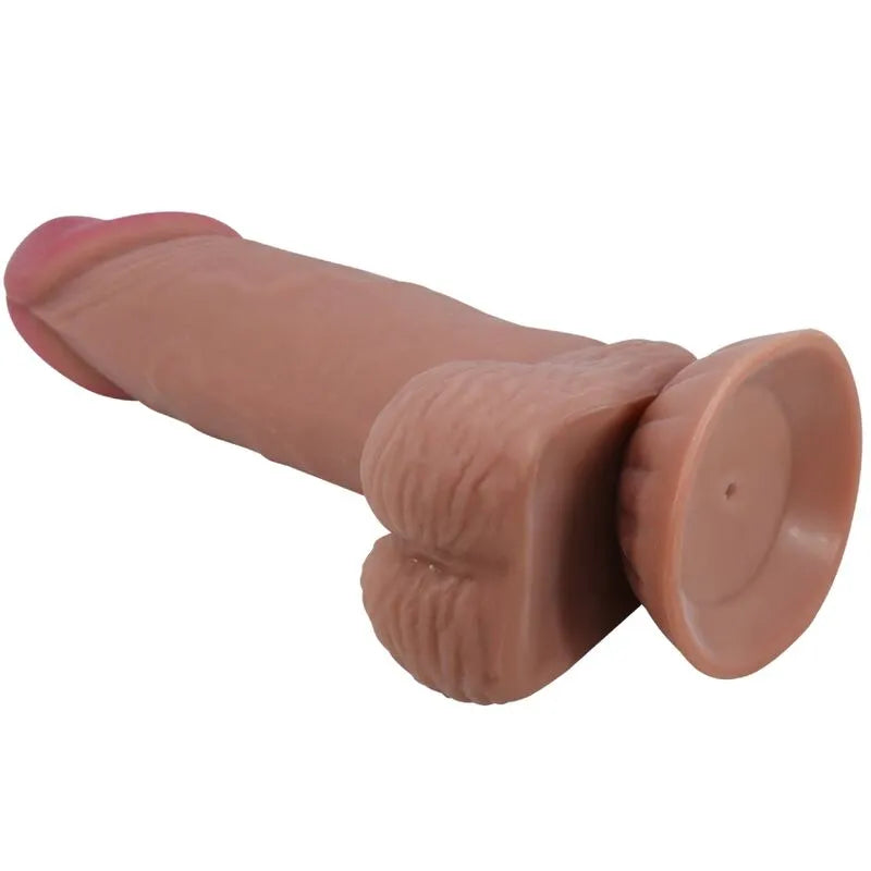 Gode réaliste TPR peau coulissante beige avec ventouse puissante, texture veinée, étanche, pour plaisir mains libres.