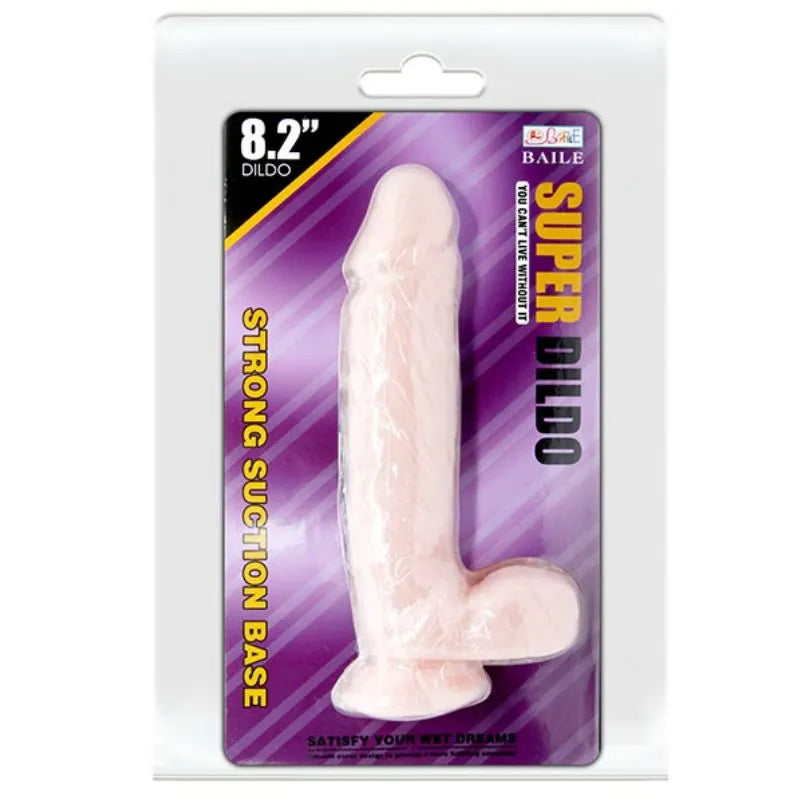 Gode réaliste TPR rose avec ventouse puissante, veinage détaillé et testicules flexibles, emballage transparent.