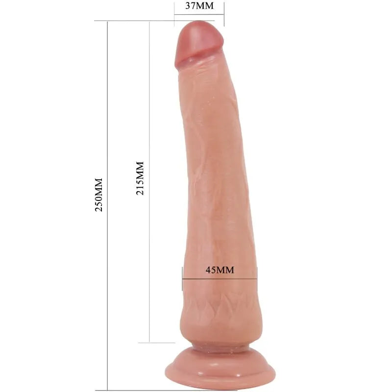 Gode réaliste TPR avec ventouse, texture peau, flexible, couleur chair, tête généreuse, étanche, mains libres.