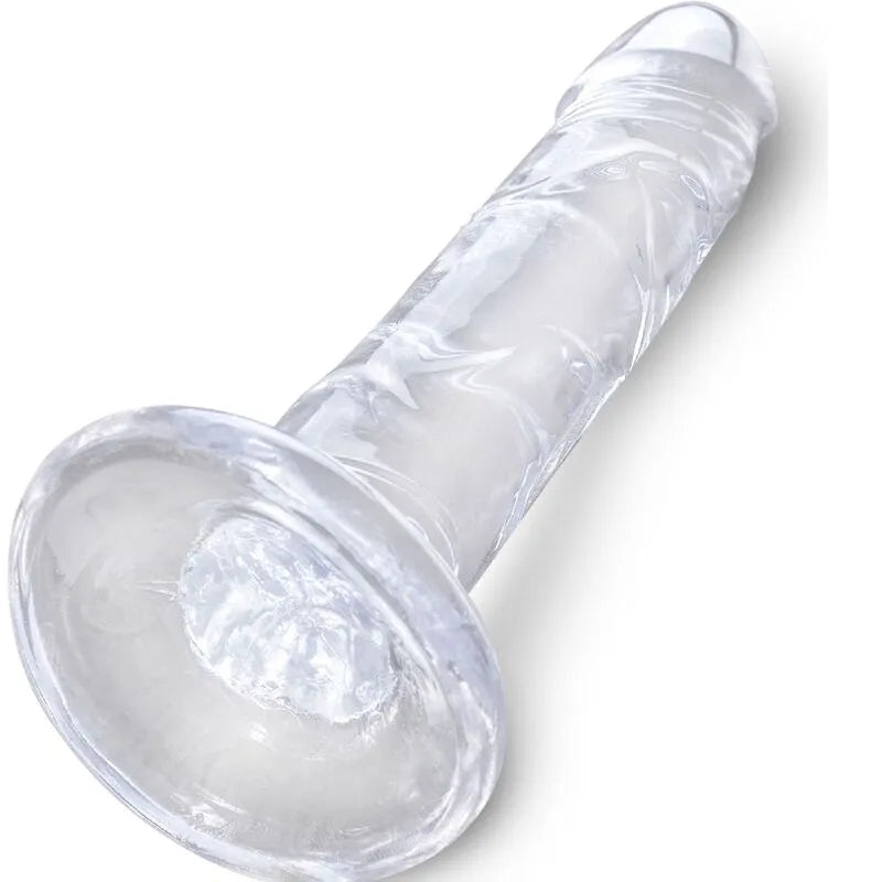 Gode translucide réaliste veiné, ventouse puissante, texture stimulante, hypoallergénique, flexible et étanche.
