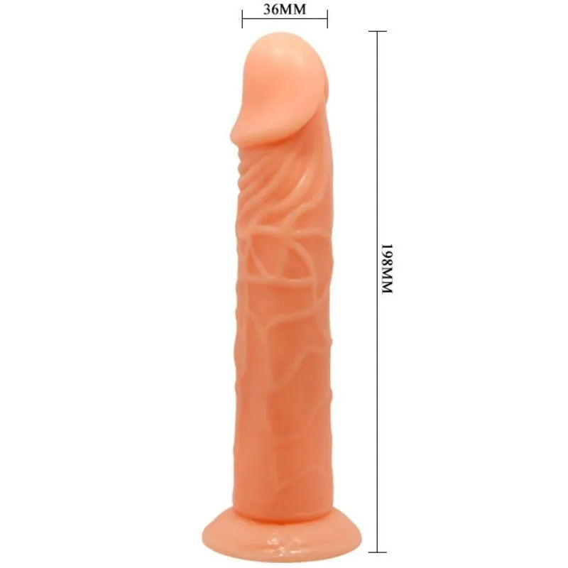 Gode réaliste ventouse 19,8 cm, couleur chair, veiné, diamètre 36mm, fixation puissante, compatible harnais.