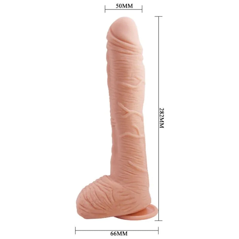 Gode réaliste courbé TPR super doux, texture marbrée, ventouse puissante, stimulation point G, dimensions 270mm x 50mm.