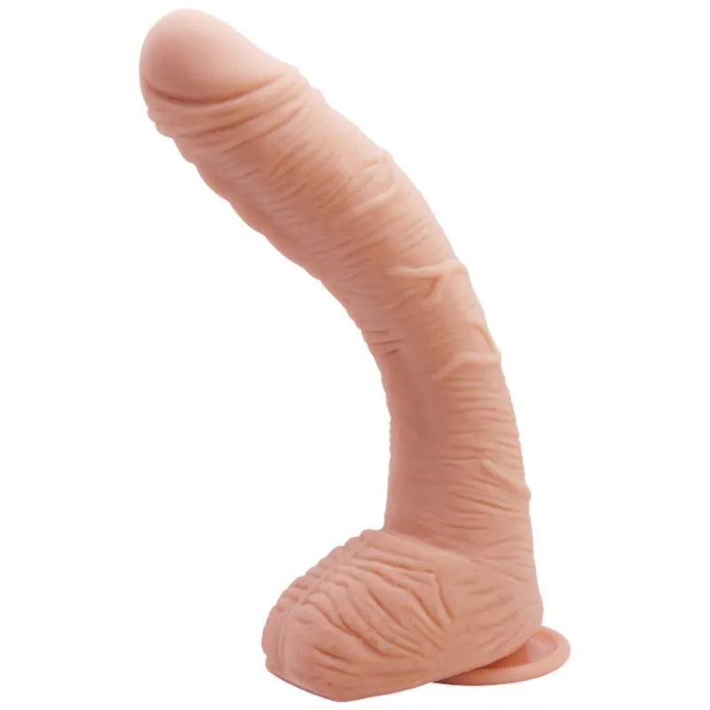Gode réaliste courbé en TPR marbré, ventouse puissante, stimulation point G, texture douce, 270mm x 50mm.