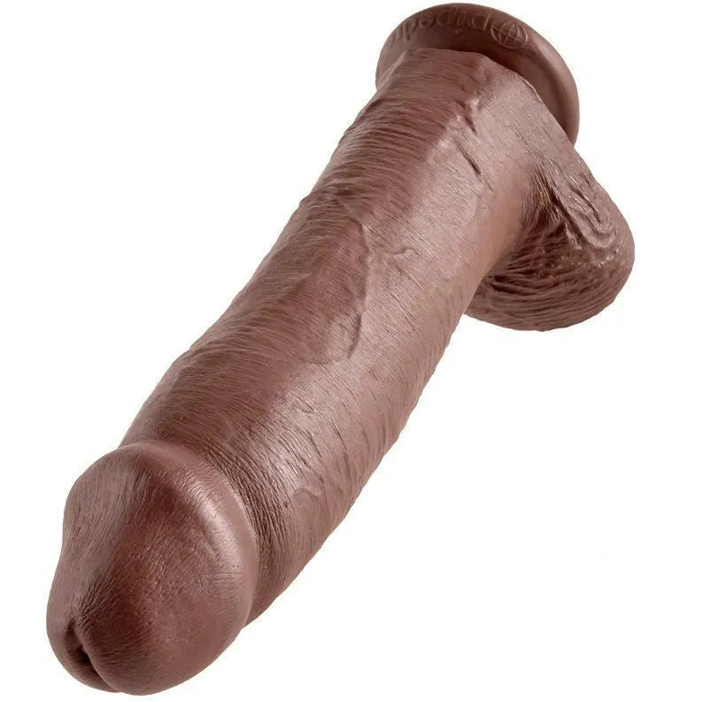 Gode réaliste brun avec ventouse, texture peau naturelle, hypoallergénique, sans phtalates ni latex, fabriqué aux USA.